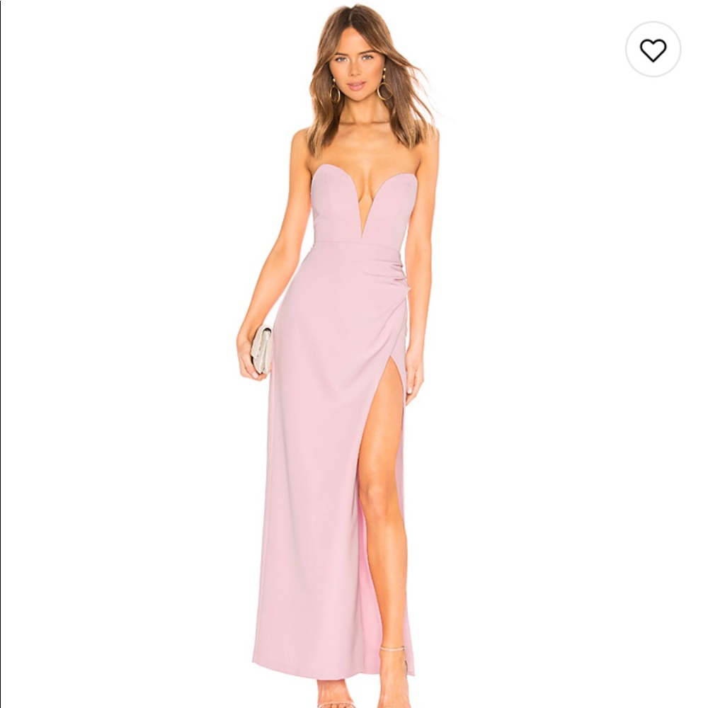 NBD pink strapless prom dress